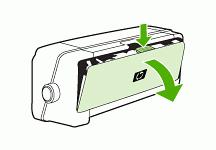 Udbedring af papirstop i printeren Sådan afhjælpes papirstop 1. Fjern alle medier fra udskriftsbakken. 2. Kontrollér bagpanelet eller duplexenheden. a. Tryk på knappen på hver side af bagpanelet eller duplexenheden, og fjern panelet eller enheden.