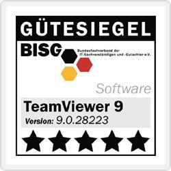 Ekstern ekspertbedømmelse Vores software, TeamViewer, har fået fem kvalitetsstjerner (det højest mulige antal) af den tyske sammenslutning af IT-eksperter og -bedømmere (Bundesverband der