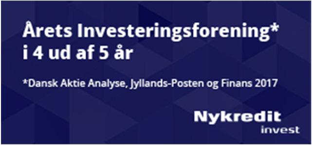 Nykredit Invest Årets Investeringsforening 2017, 2016, 2014 og 2013 Kåret af Dansk Aktie Analyse,