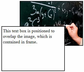 Det er praktisk at anvende overlappende elementer, når du skal præsentere information for klassen. Du kan f.eks. oprette et "gardinelement" ved at placere et tomt tekstfelt over andre elementer.