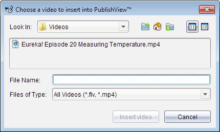3. Navigér til den mappe, hvor den videofil, du vil indsætte, er placeret, og vælg derefter filnavnet. 4. Klik på Indsæt video.