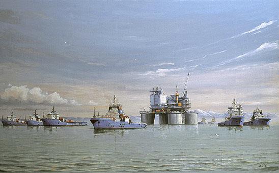 Som mangeårig kaptajn på Mærskflådens skibe og havnelods har Lass Andersen både malet Mærskrederiets skibe og bugserbåde og andre rederiers skibe samt