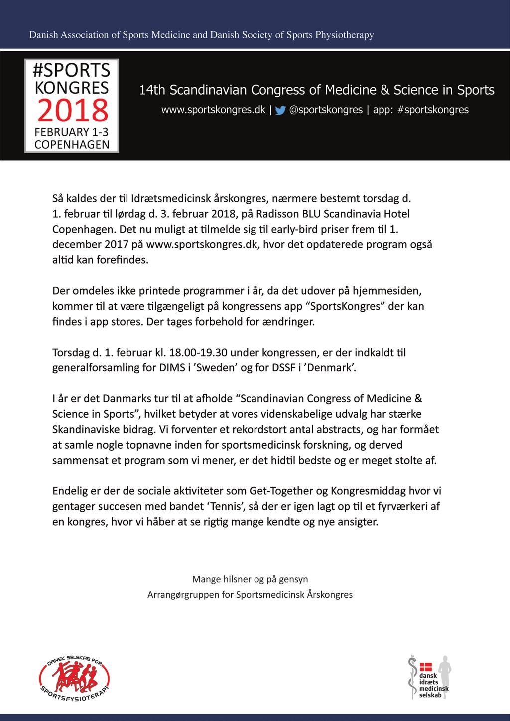 SPORTSMEDICIN DANSK. 14th Scandinavian Congress of Medicine & Science in  Sports. Dansk Idrætsmedicinsk Selskab 60 år - PDF Free Download