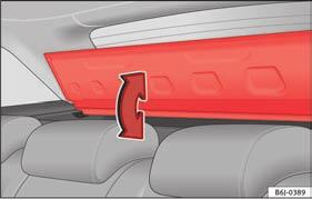 Anvisning Hvis du lægger tøj på bagagerumsafdækningen, skal du sørge for, at tøjet ikke reducerer udsynet gennem bagruden. Bagagerumsafdækning med opbevaringsrum* 3 Gælder for modellen:ibiza ST Fig.
