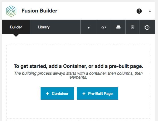 Når du har klikket på Use Fusion Builder vil du blive mødt af