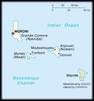Comorerne Comorerne Comorerne Moroni Moroni Moroni Antal indbygger 813,660 Befolkningstilvækst 2.3 % Land areal 2,235km 2 Penge per indbygger 9327 kr. (Karthala) 2.360 m Største by (Moroni) 49,964 59.
