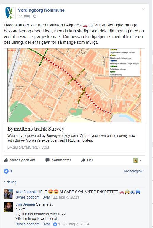 Screenshot af Facebook-opslag offentliggjort af Vordingborg Kommune den 22.