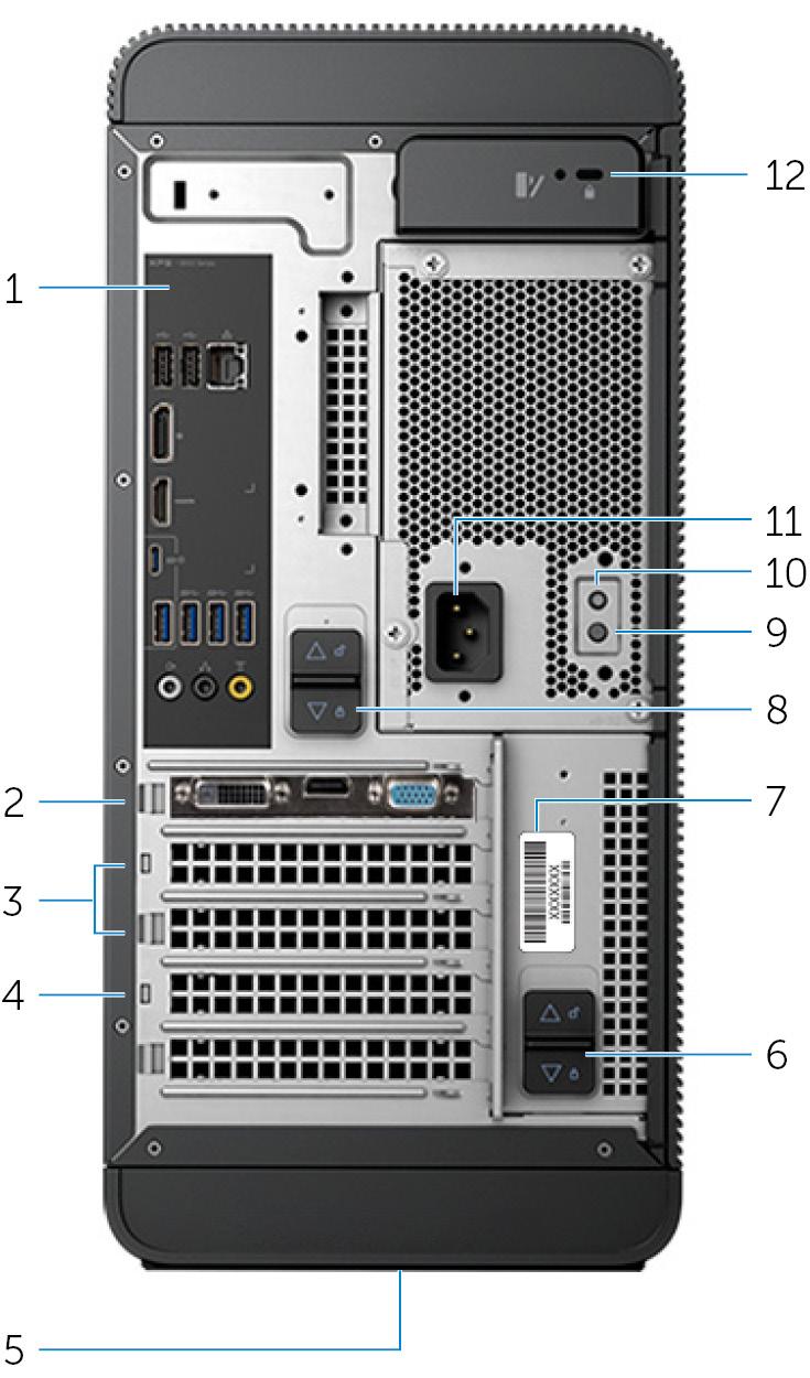 Bagside 1 Bagpanel Tilslut USB-, audio-, video- og andre enheder.