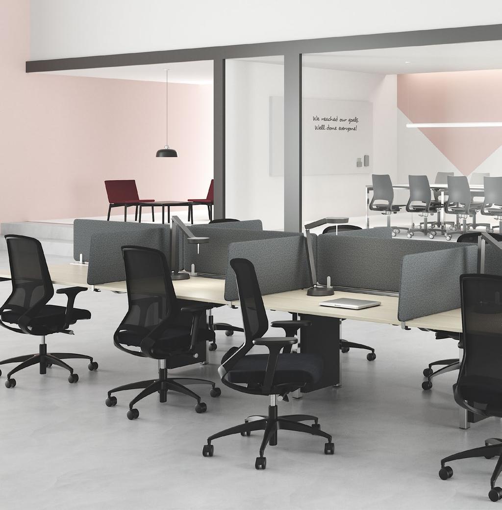 DET KOMPLETTE KONTOR Nexus er det oplagte udgangspunkt for nye, dynamiske kontorløsninger. Med tre forskellige bordtyper kan du indrette et komplet kontor, som effektivt opfylder medarbejdernes behov.