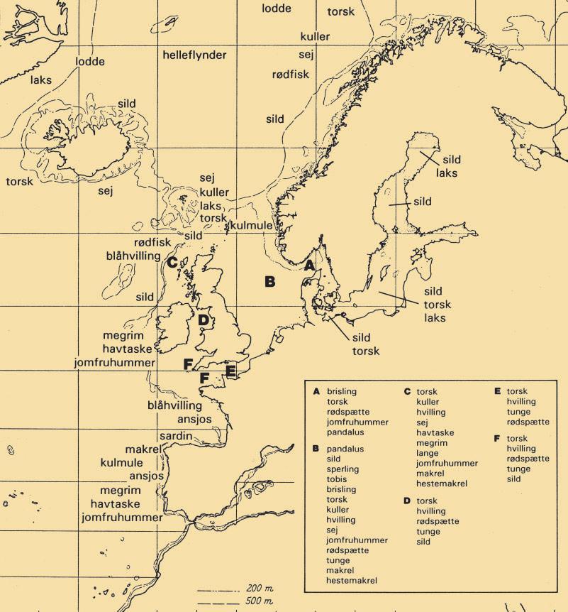 Figur 1: Kort over Nordatlanten med angivelse af bestande, som rutinemæssigt indgår i ICES rådgivning. 8 også et kompromis mellem ren faglighed og national repræsentation.