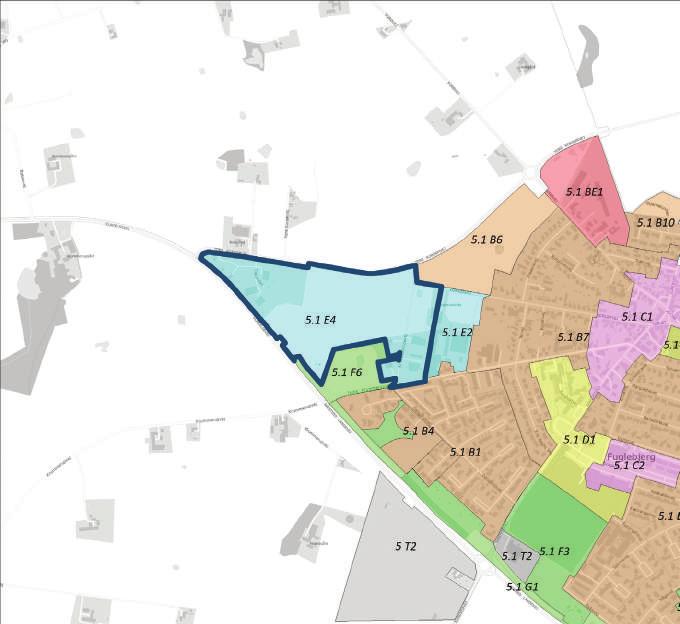 1 E4-1 områdets afgrænsning Områder til butikker med særlige pladskrævende varegrupper - Fuglebjerg plannr