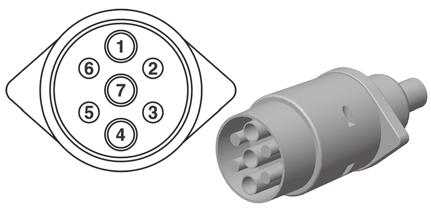 8 - Tekniske specifikationer Elektriske forbindelser Baglygter Ledningsnettet er i overensstemmelse med ISO 1724. Position Ledningsfarve 1. Venstre blink Gul 2. Frigear Blå 3. Ramme Hvid 4.