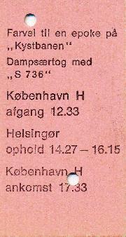 Den virkede, da DSB S 736 i tog 8447 (Kh-Hg) tog vand lørdag Togbusser Replacement buses Fra fredag aften den 23. juni til og med søndag den 6. august 2. juni 1973.