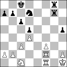 På et hængende hår med Caro (Eivind: Hvid kan også prøve 28. Te6 f.eks. 28. - h5 29. Sd2 Sb6 30. Th6 Te7 31. Sf3 Sc4 32. Txh5 Te3 33. Kf1 Td3 34.