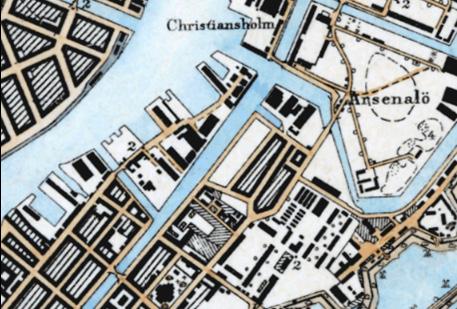 Husene står vinkelret mod Inderhavnen og mod Christianshavns Kanal og gavlmotivet er således et gennemgående karaktertræk.