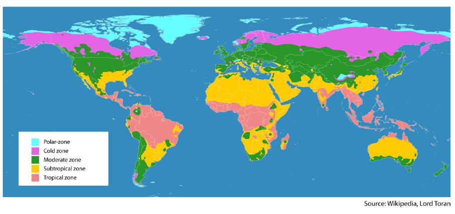 Kort introduktion til klimazoner Jorden er inddelt i forskellige klimazoner: Polarklima, tempereret klima, subtropisk klima og tropisk klima.