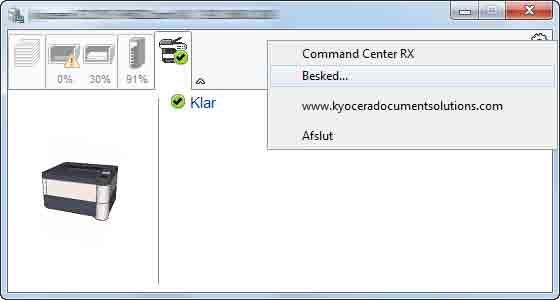 Klargøring inden brug Status Monitor kontekst-menu Følgende menu vises efter et klik på indstillinger-ikonet.