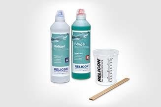 Gel teknologi To-komponent silikone gel REICON Religel REICON Religel er en elastisk, transparent to-komponent gel, der leveres i praktiske transparent flasker eller dunke.