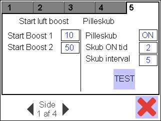 Længden af bevægelsen kan justeres (ON tid). Intervallet mellem funktionen kan justeres (Interval) Funktionen kan ligeledes testes hvis PELBURN er stoppet.