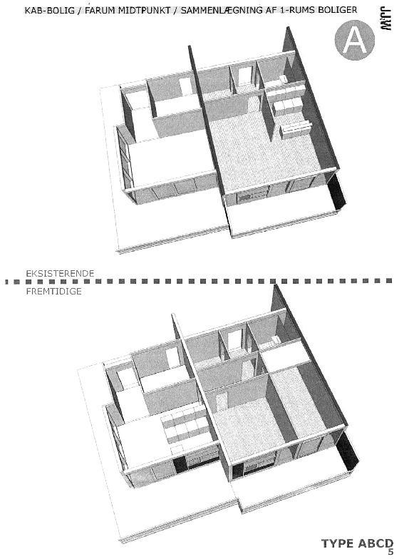 Sammenlægning af 1-rums boliger til 2- og 3-rums Af Blokrådssekretariatet SE ALLE TEGNINGERNE I SERVICECENTRALEN FRA 27.