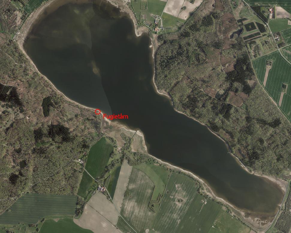 Nedenstående luftfoto over Gyrstinge Sø viser den omtrentlige placering markeret med rød ring.