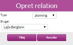 OPRETTE RELATIONER Vælg en bruger fra brugerlisten og tryk på knappen Opret relation (4-tallet på Screenshot 1 ).
