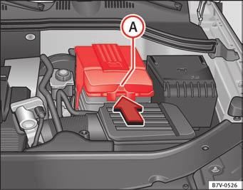 286 Kontrol og påfyldning Kontrol af batteriets syrestand Biler med start-stop-funktion ( Side 197) er udstyret med særlige batterier, hvorpå der står AGM.