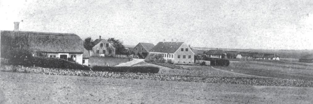Skårup by, Øsløs sogn. I midten Skårup købmandshandel ca. 1910.
