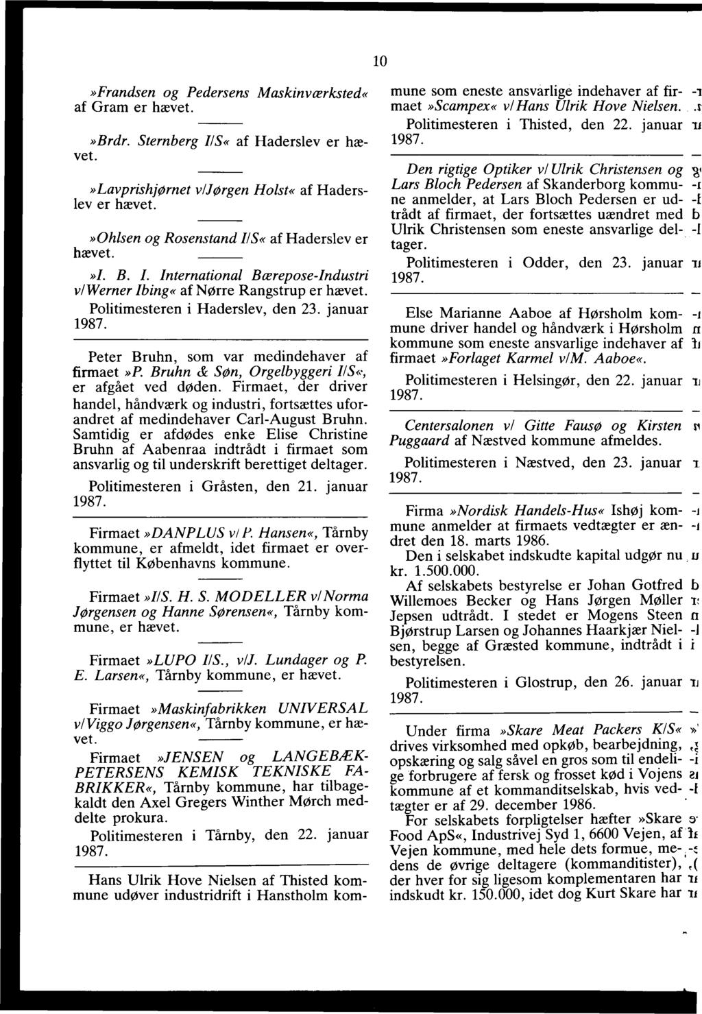 1987 Anmeldelser, bekendtgjort i Statstidende i januar måned N r. 1 - PDF  Gratis download