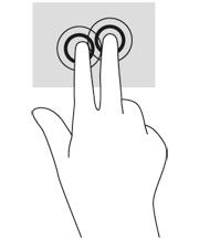 Tofinger-klik Med 2-fingers klik kan du foretage menuvalg for et objekt på skærmen. BEMÆRK: Brug af tofinger-klik udløser de samme funktioner som højreklik med musen.