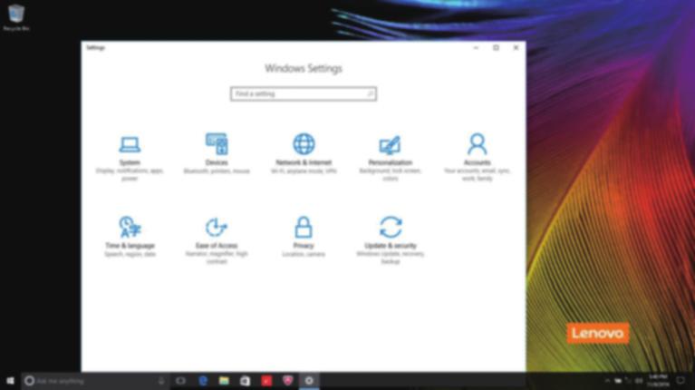 Kapitel 2. Kom i gang med Windows 10 Indstillinger Indstillinger lader dig udføre grundlæggende opgaver. Du kan også søge efter flere indstillinger med indstillings-søgeboksen i øverste højre hjørne.