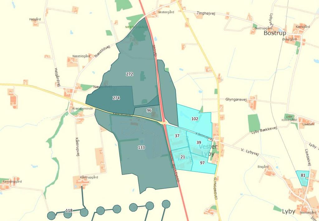 Figur 1 viser lokalplaner i og omkring området for