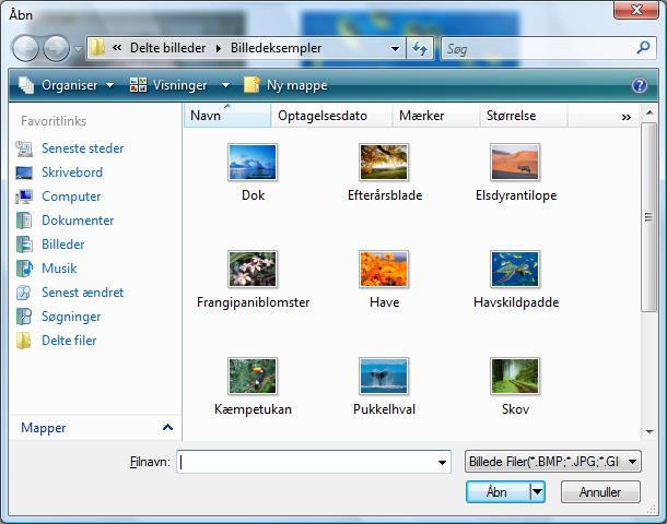 1.76 Filer menuen Opret nyt Find det billede eller logo på din arbejdsstation, som