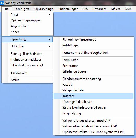 Filer menuen 1.93 1.5.12 Indekser Generelt Databasen i Rambøll FS er opbygget af 2 sammenhængende filer.