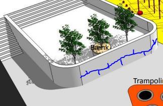 2. Prioritet Tidslinje og Tavle 5 Skolegårdens eksisterende design byder på en flot betonmur i organisk design.