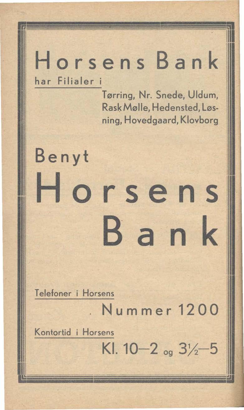 Horsens Bank har Filialer i Tørring, Nr.