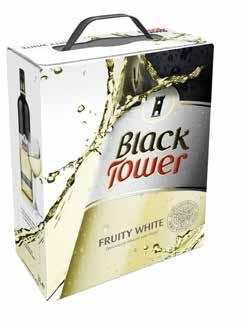 VIN / 103 PRISLISTE PRODUKTKATALOG 2018 Black Tower Fruity White En kulsort flaske og et navn, som er kendt over hele verden gør internationalt Black Tower til Tysklands mest succesfulde vin.