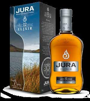 SCOTCH WHISKY SINGLE MALT / 11 PRISLISTE PRODUKTKATALOG 2018 Isle of Jura Elixir 12 Years Old Det er længe blevet antaget, at vandet på Jura har mytiske, livgivende egenskaber.
