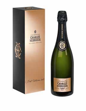 116 / CHAMPAGNE PRODUKTKATALOG SEPTEMBER 2018 Charles Heidsieck Vintage Fuldtonet gylden champagne exceptionelt delikate bobler, der varer længere end normalt som et resultat af vinens ekstraordinært