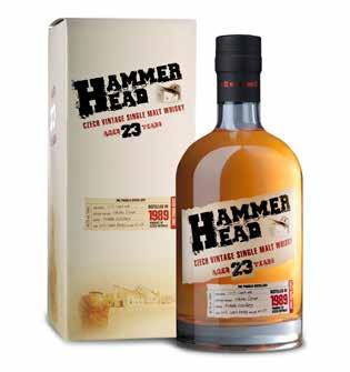 22 / OTHER WHISKY PRODUKTKATALOG SEPTEMBER 2018 Hammer Head 23 Years Old Czech Vintage 1989 Single Malt Whisky HAMMERHEAD 23 års er ægte tjekkisk single malt whisky fremstillet efter alle skotske