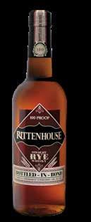 AMERIKANSK WHISKY / 29 PRISLISTE PRODUKTKATALOG 2018 Rittenhouse Straight Rye Whisky Bottled-in-Bond, 50% Distillationsprocessen er den samme som for bourbon, men Rittenhouse er produceret