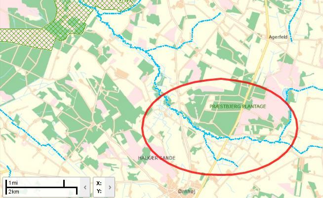 Figur 3-20 Det nærmeste Natura 2000 område er beliggende ca. 2,8 km nordvest for undersøgelsesområdet.