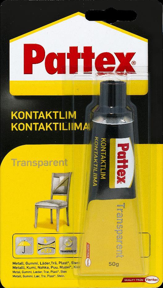 PATTEX KONTAKTLIM TRANSPARENT Allround transparent kontaktlim Limer ex gummi,