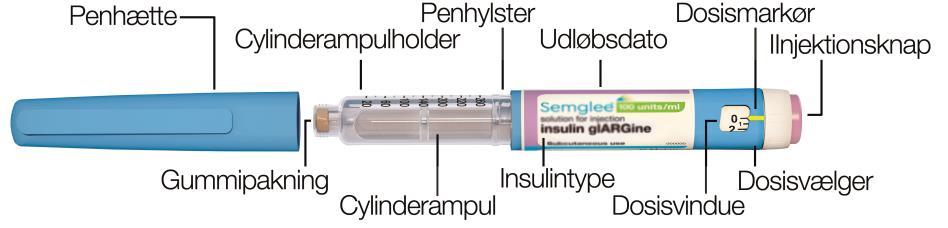 Semglee 100 enheder/ml injektionsvæske, opløsning i fyldt pen. BRUGSANVISNING Læs denne brugsanvisning og indlægssedlen omhyggeligt, før du anvender Semglee, og hver gang du tager en ny pen i brug.