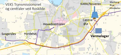 Figur 4: Placering af damvarmelager i Roskilde Samlet set udviser scenario 4 den bedste økonomi.