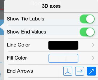 3. Tryk på Udfyldningsfarve, og vælg en farve, der skal anvendes i baggrunden. Ændring af 3D-boksens og aksernes udseende 1. Tryk på 3D-boksen for at vælge den. 2. Tryk på Inspektør. 3. Vælg de elementer, som skal ændres.