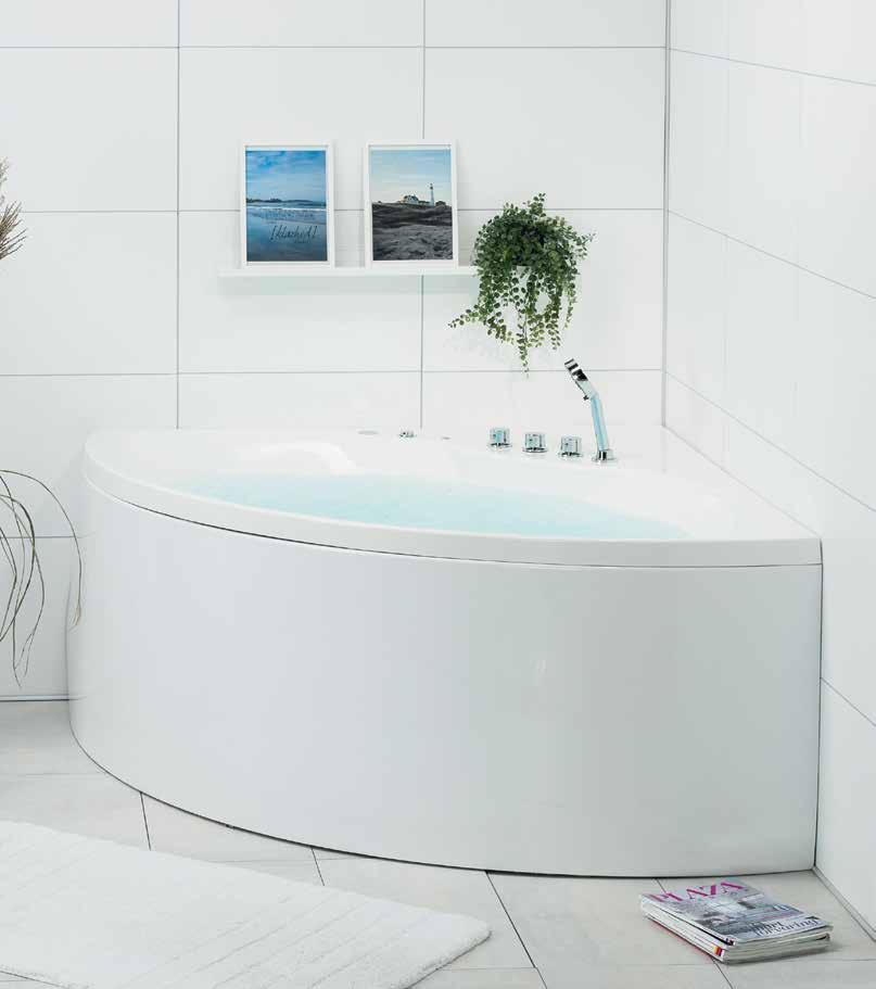 NORO Star 140 Klassisk massagehjørnebadekar med bløde afrundede former og stor rummelighed. Karret er ergonomisk designet til at give maksimal komfort og afslapning.