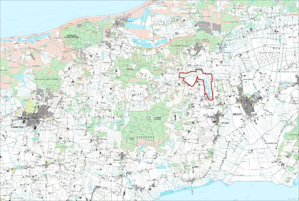 2. REGISTRERINGER 2.1. Lokalitetsbeskrivelse 2.1.1 Lokalitetsbeskrivelse Projektområdet er beliggende i Jammerbugt Kommune ca. 2 km nordvest for Brovst.