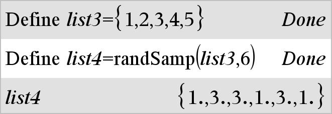 randmat() Katalog > randmat(antalrækker, antalkolonner) matrix Returnerer en matrix med heltal mellem -9 og 9 af den angivne dimension. Begge argumenter skal kunne reduceres til heltal.
