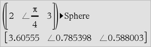 Bemærk: 4Sphere er en displayformatkommando, ikke en konverteringsfunktion. Du kan kun anvende den i slutningen af en indtastningslinje.